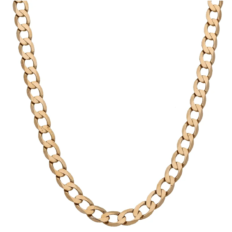 Women’s oval pendants necklaces-9ct Gold Curb Chain 20"