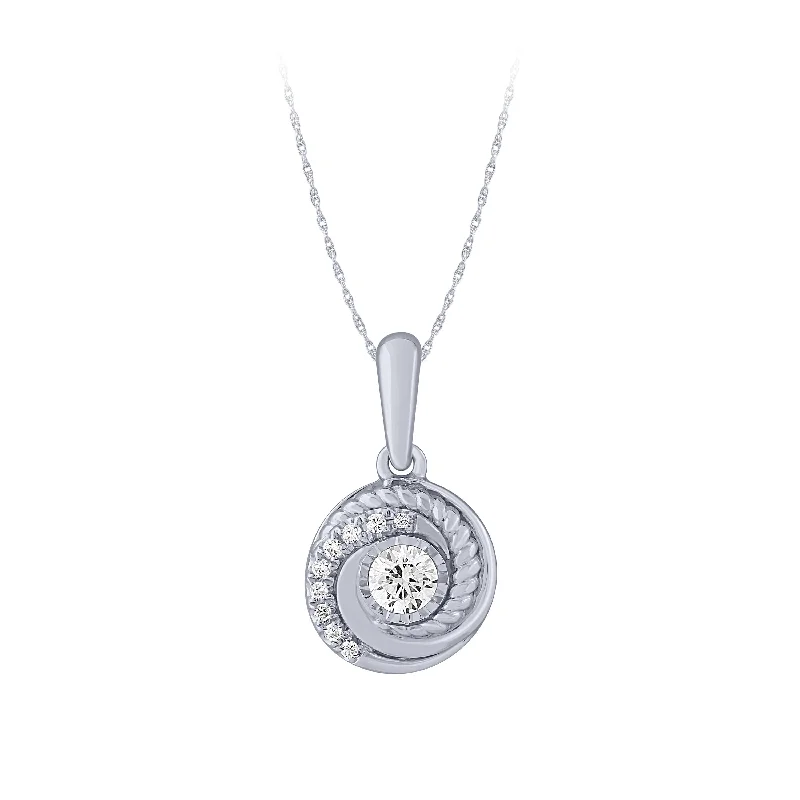 Women’s luxury necklaces-14K White Gold 1/5Ct Spiral Diamond Pendant