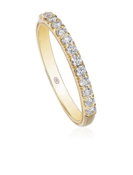 Women’s large stone engagement rings-0.39Ct Diamond Partway Band in 14k Yellow Gold, Size 6.25