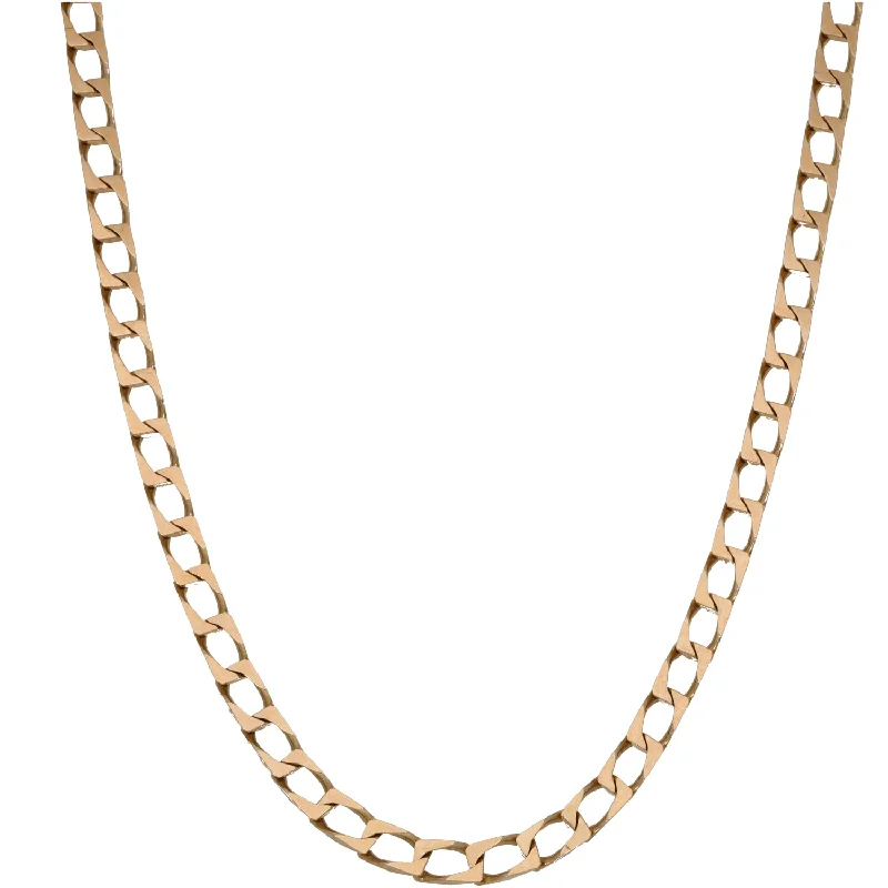 Women’s pearl drop necklaces-9ct Gold Curb Chain 24"