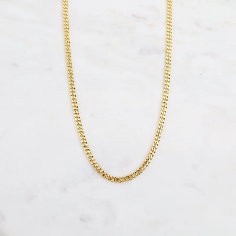 Women’s modern pendant necklaces-3mm Cut Curb Chain in Gold Vermeil