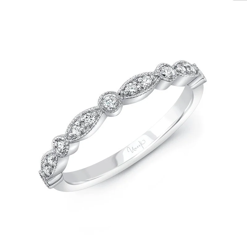 Women’s unique halo engagement rings-0.15Ct Diamond Partway Band in 14K White Gold