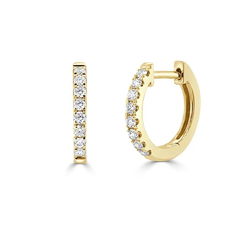 Women’s stylish earrings-14k Gold & Diamond Huggie Earrings