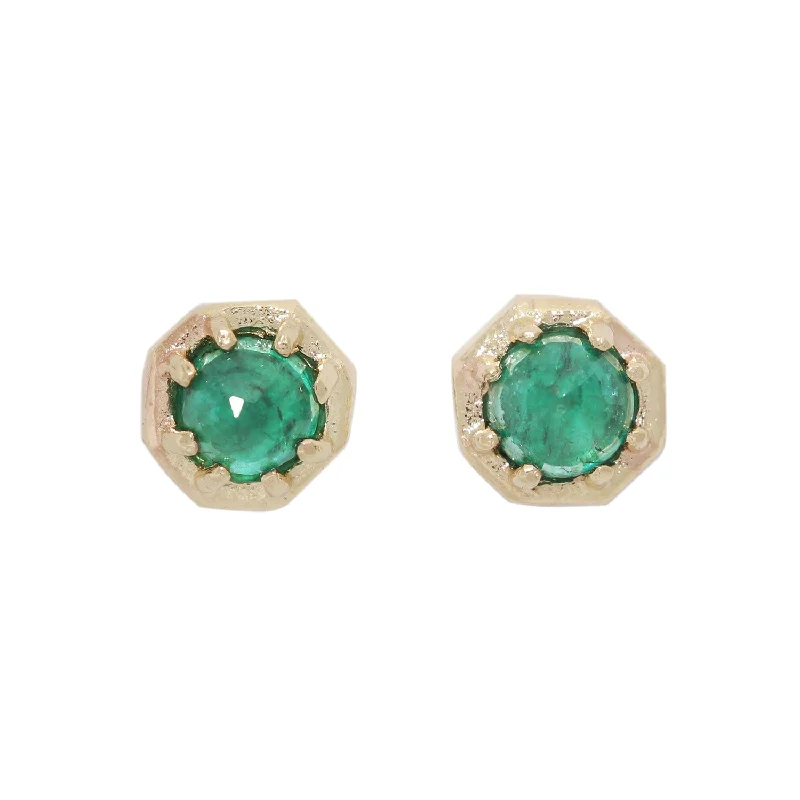 Women’s unique earrings-Tiny Emerald Studs