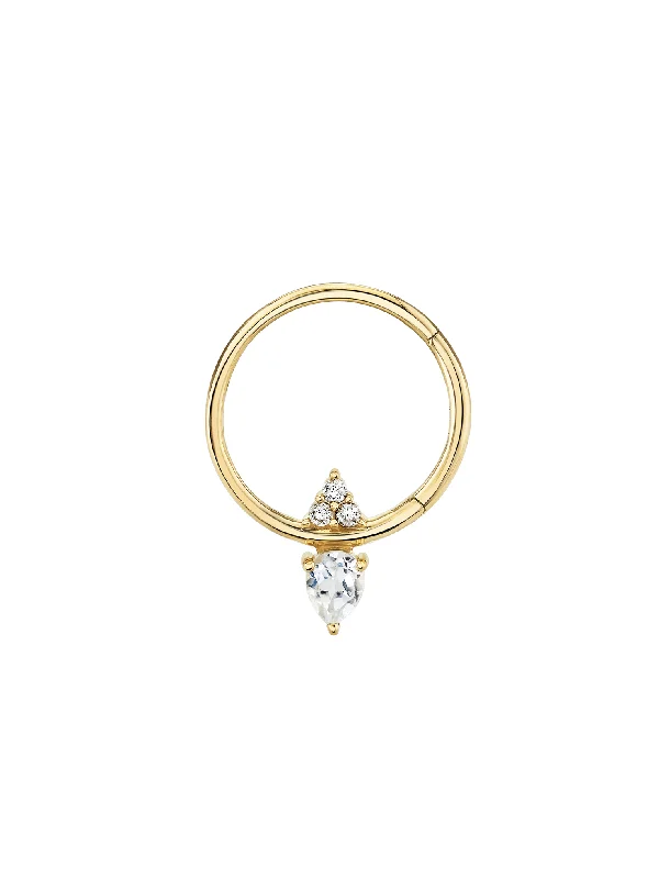 Women’s gemstone earrings-Prism Seamless Hoop - White Diamond / 14k Yellow Gold