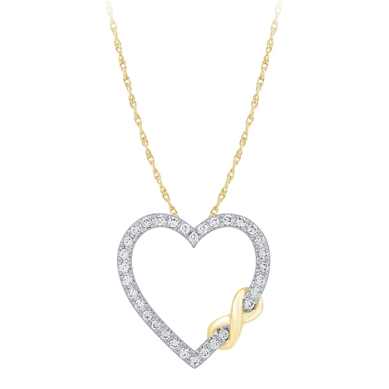 Women’s delicate gold necklaces-14K Yellow Gold 0.16Ctw Diamond Heart Pendant