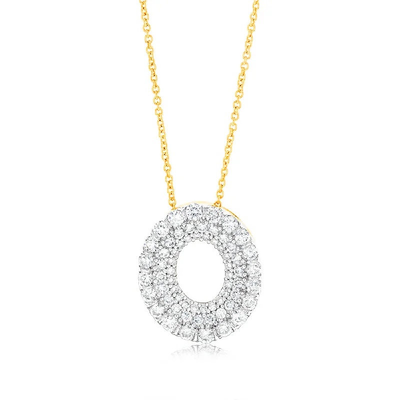 Women’s dainty chain necklaces-Luminesce Lab Grown 9ct Yellow Gold 1 Carat Diamond Circle Pendant