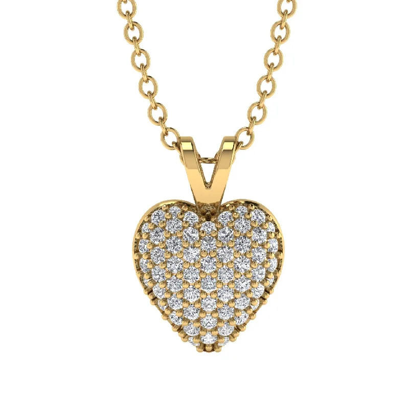 Women’s luxury pendant necklaces-Dazzling Diamond Heart Gold Pendant - Kiara No. 1