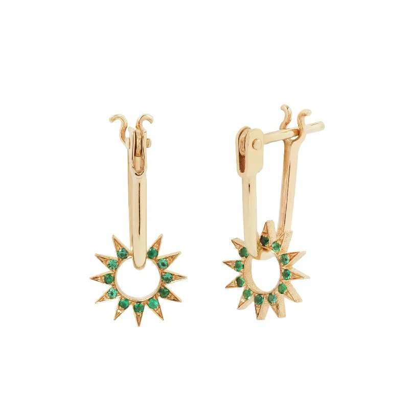 Women’s engagement earrings-Pavé Emerald Baby Spur Earrings