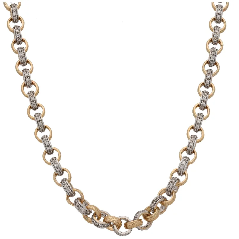 Women’s infinity necklaces-9ct Bicolour Gold Cubic Zirconia Belcher Chain 18"