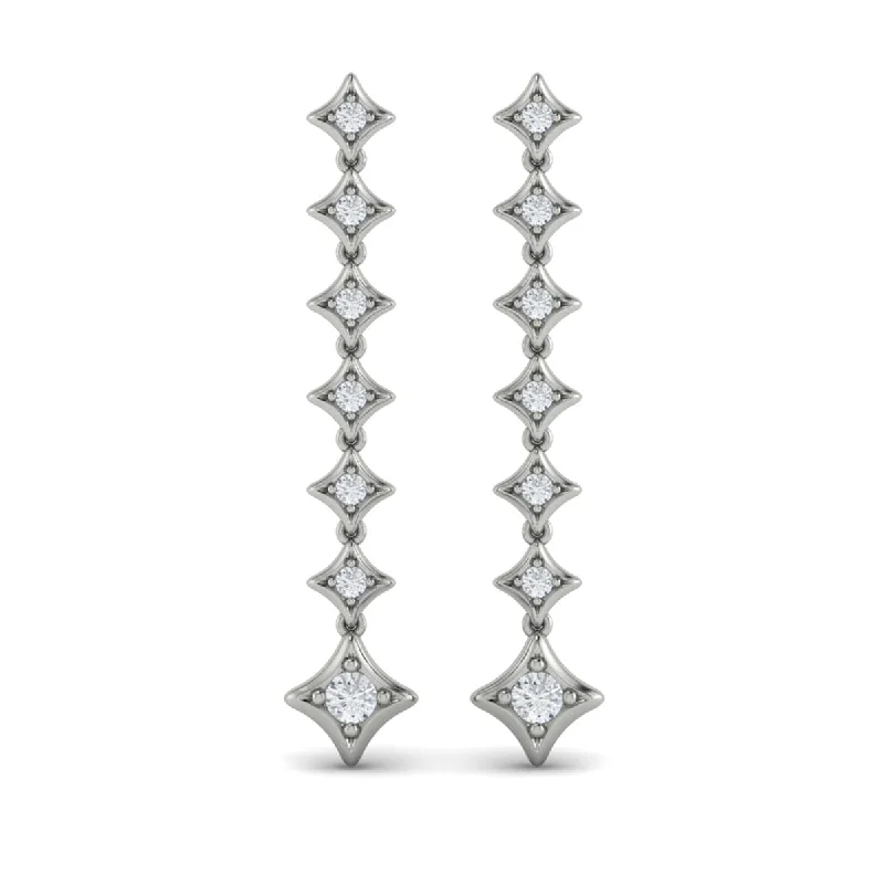 Women’s statement earrings-Diamond Vlora Star Long Drop Statement Earrings