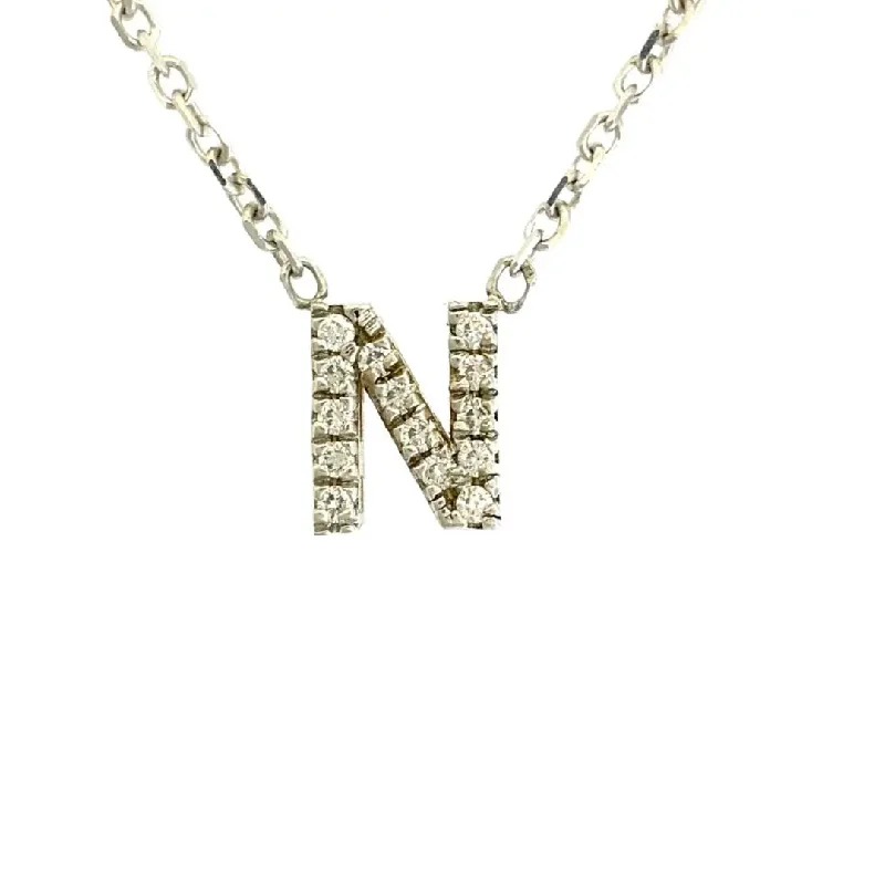 Women’s diamond pendant necklaces-Letter N Diamond Pendant