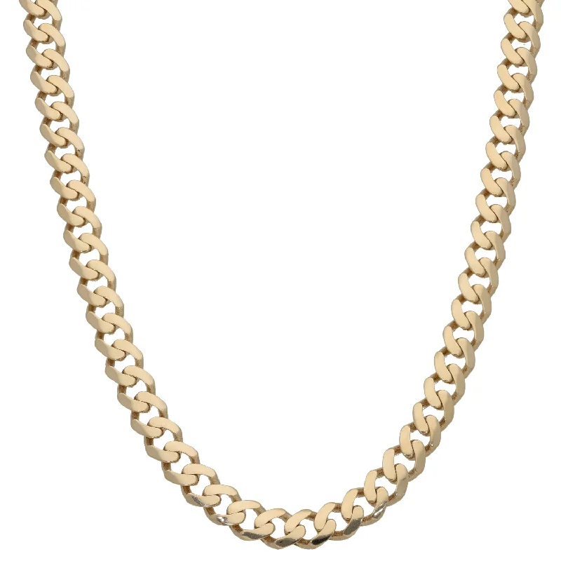 Women’s trendy charm necklaces-New 14ct Gold Cubic Zirconia Curb Chain 24"