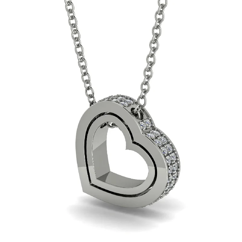 Women’s chunky gemstone necklaces-Hidden Diamonds Heart Pendant - Kristen No. 3