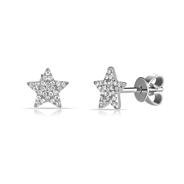 Women’s bridal earrings-14k Gold & Diamond Star Earrings