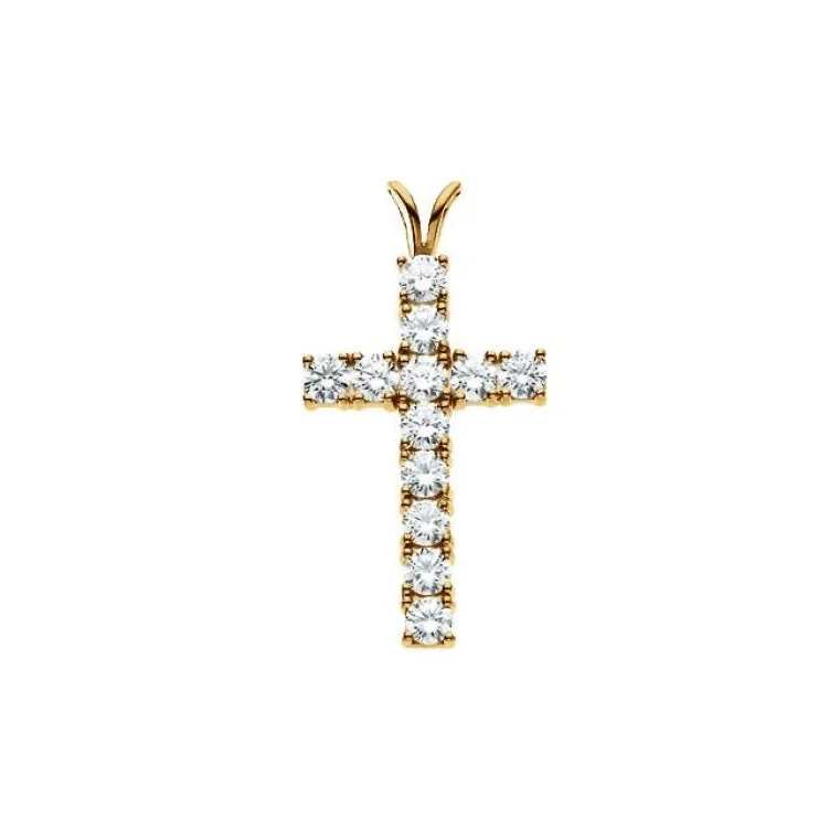 Women’s simple necklaces-14K Yellow 1 1/4 CTW Lab-Grown Diamond Cross Pendant