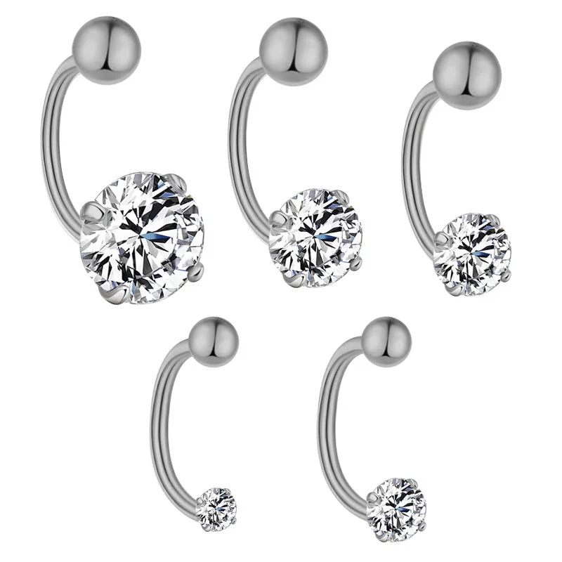 Women’s dainty earrings-Curved Barbell Diamond Earrings Body Jewelry | S925 | CZ