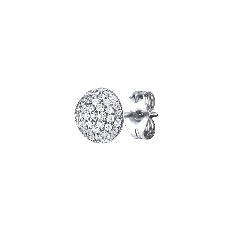 Women’s minimalistic earrings-Pavé Stud #1 - White Diamond / 14k White Gold