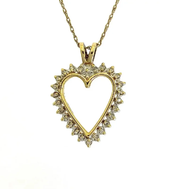 Women’s stylish necklaces-Yellow Gold Diamond Open Heart Pendant