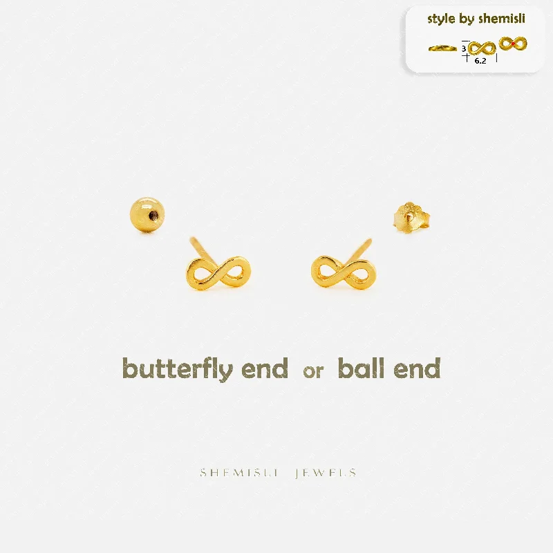 Women’s butterfly earrings-Dainty Infinity Sign Studs Earrings, Unisex, Gold, Silver SHEMISLI SS805 Butterfly End, SS806 Screw Ball End (Type A)