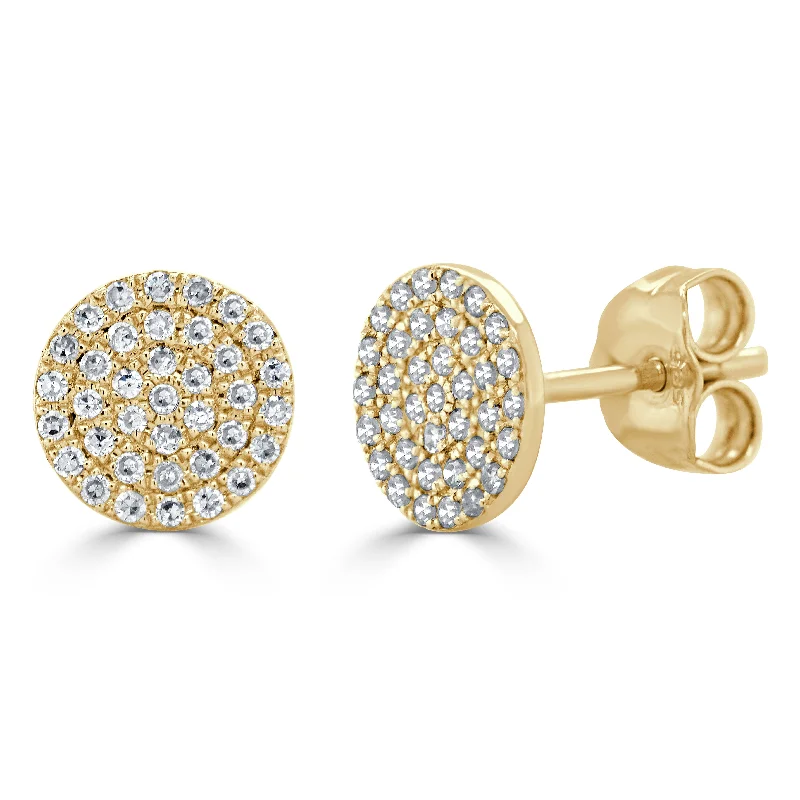 Women’s platinum earrings-14k Gold & Diamond Disc Stud Earrings