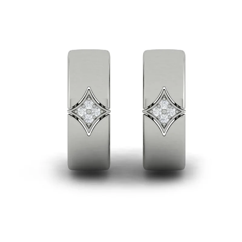 Women’s dangly earrings-Diamond Cluster Vlora Star Huggie Hoop Earrings