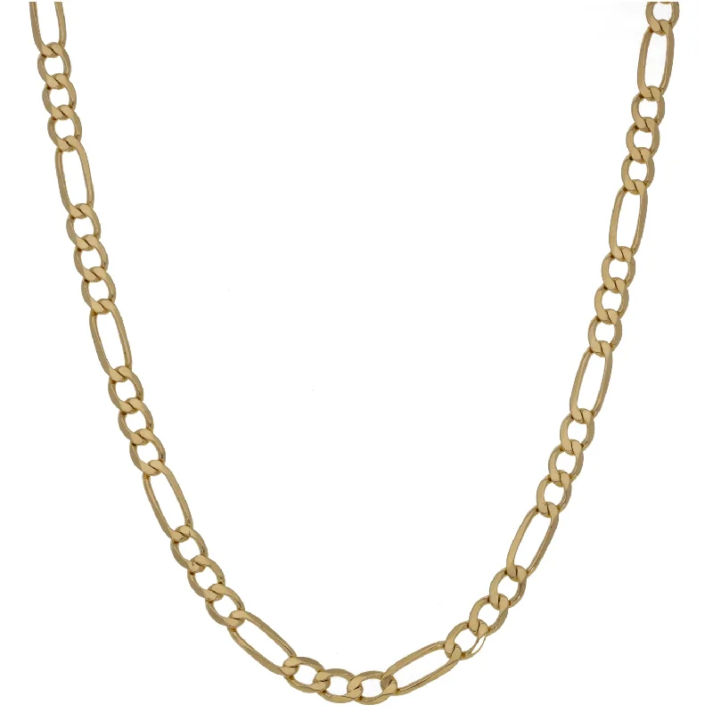 Women’s dainty necklaces-9ct Gold Figaro Chain 16"