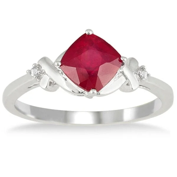 Women’s diamond rings-1.80 Carat Diamond and Ruby Ring in 10K White Gold