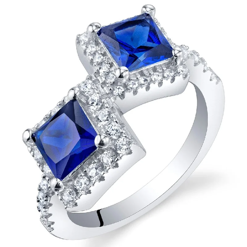 Women’s diamond solitaire rings-Sterling Silver 1.5 ct Created Sapphire Birthstone Ring