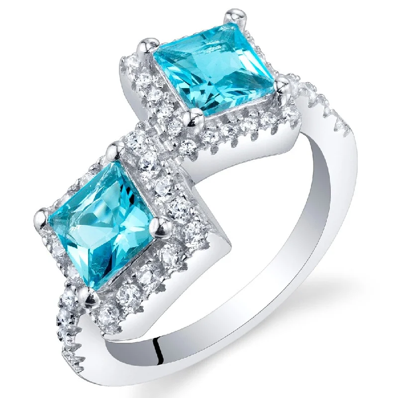 Women’s vintage style rings-Sterling Silver 1.25 ct Swiss Blue Topaz Birthstone Ring