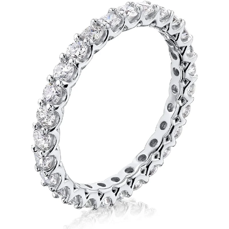 Women’s stylish rings-Annello by Kobelli 14k Gold Natural Diamond Deep U-Prong Eternity Ring (GH/I)