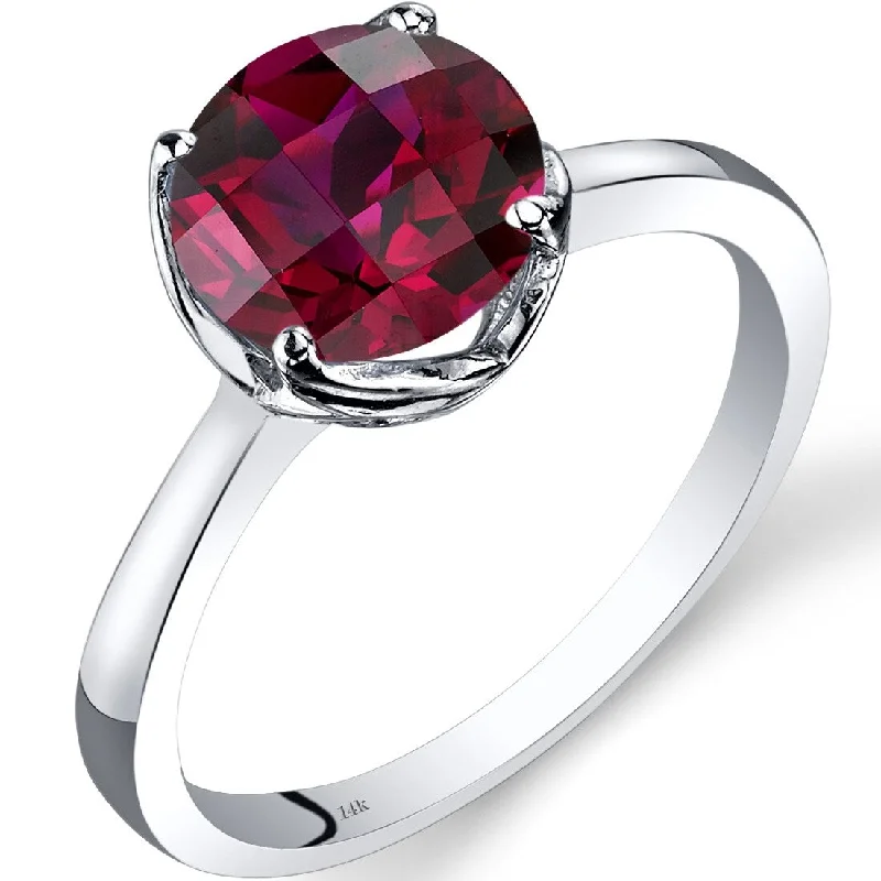 Women’s stacking rings-14k White Gold 2.5ct Created Ruby Solitaire Ring