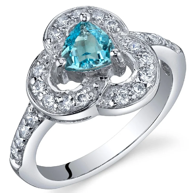 Women’s statement engagement rings-Sterling Silver 0.5 ct Swiss Blue Topaz Birthstone Ring