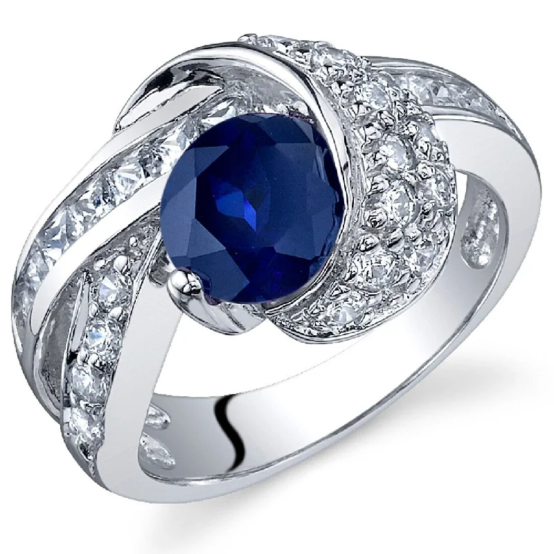 Women’s engagement rings-Sterling Silver 1.75 ct Created Sapphire Birthstone Ring