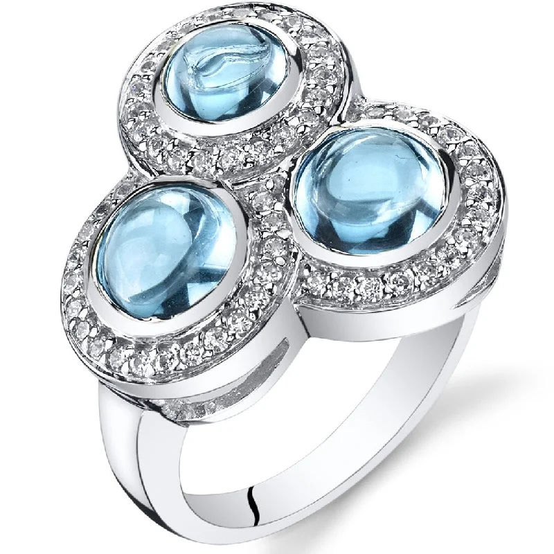 Women’s gold plated rings-Sterling Silver 3 ct Swiss Blue Topaz Birthstone Ring