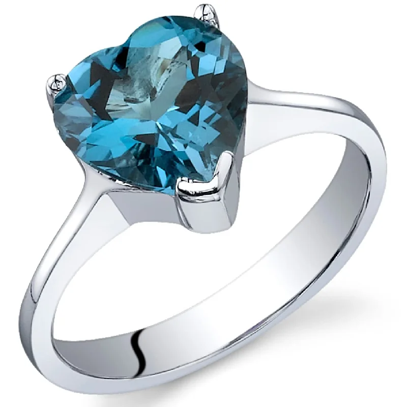 Women’s handmade rings-Sterling Silver 2.25 ct London Blue Topaz Birthstone Ring