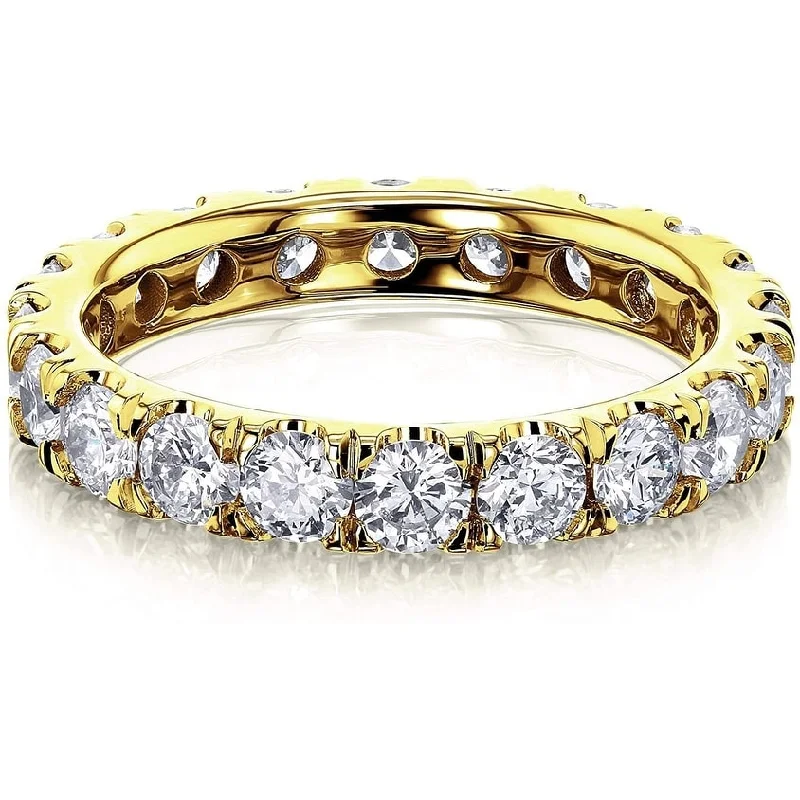 Women’s gemstone engagement rings-Annello by Kobelli 3mm Eternal 14k Solid Gold Lab Grown Diamond Eternity Ring (DEF/VS)