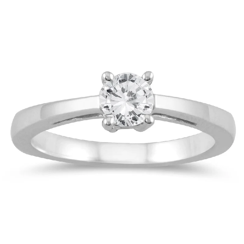 Women’s classic wedding rings-1/2 Carat Classic Diamond Solitaire Ring in 10K White Gold