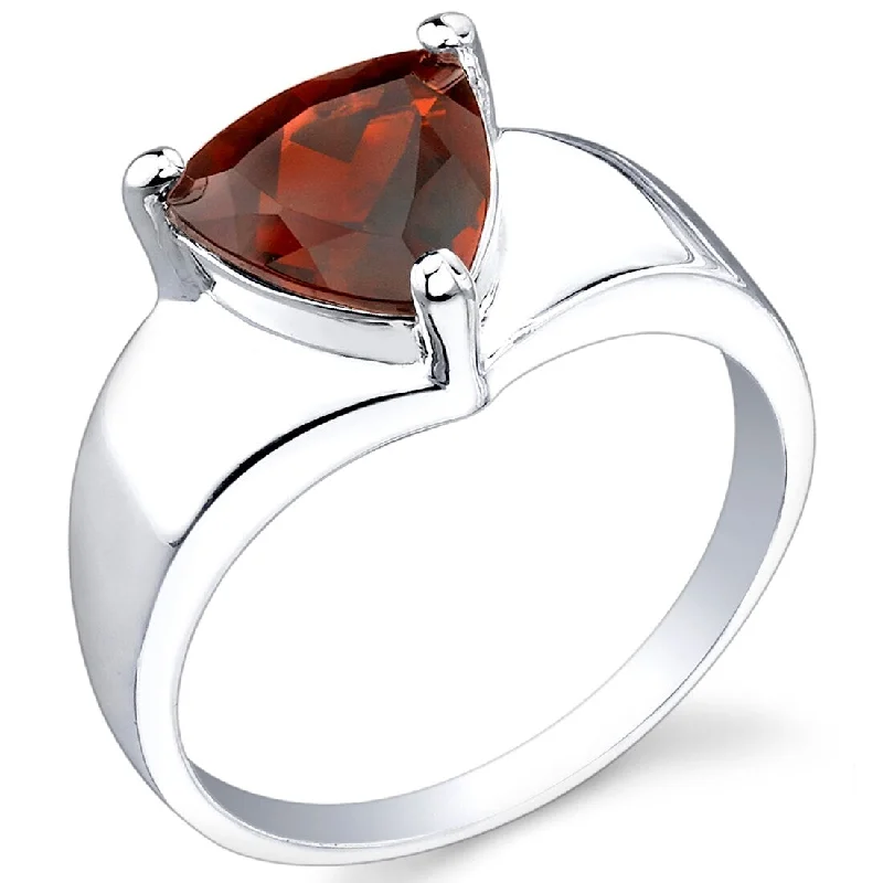 Women’s halo engagement rings-Sterling Silver 2.25 ct Garnet Solitaire Ring