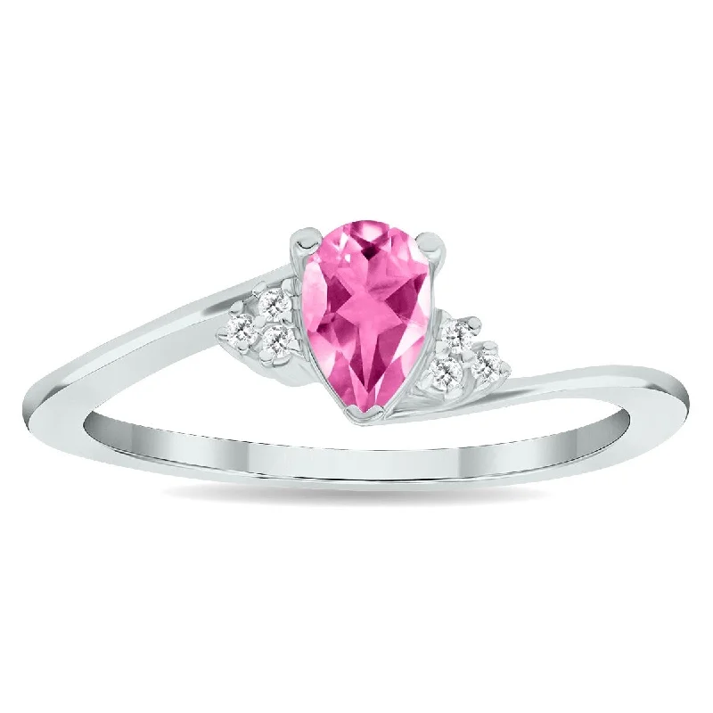 Women’s colorful gemstone rings-Women's Pink Topaz and Diamond Tierra Ring in 10K White Gold