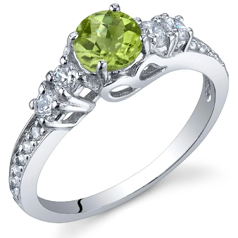 Women’s custom rings-Sterling Silver 0.5 ct Peridot Birthstone Ring