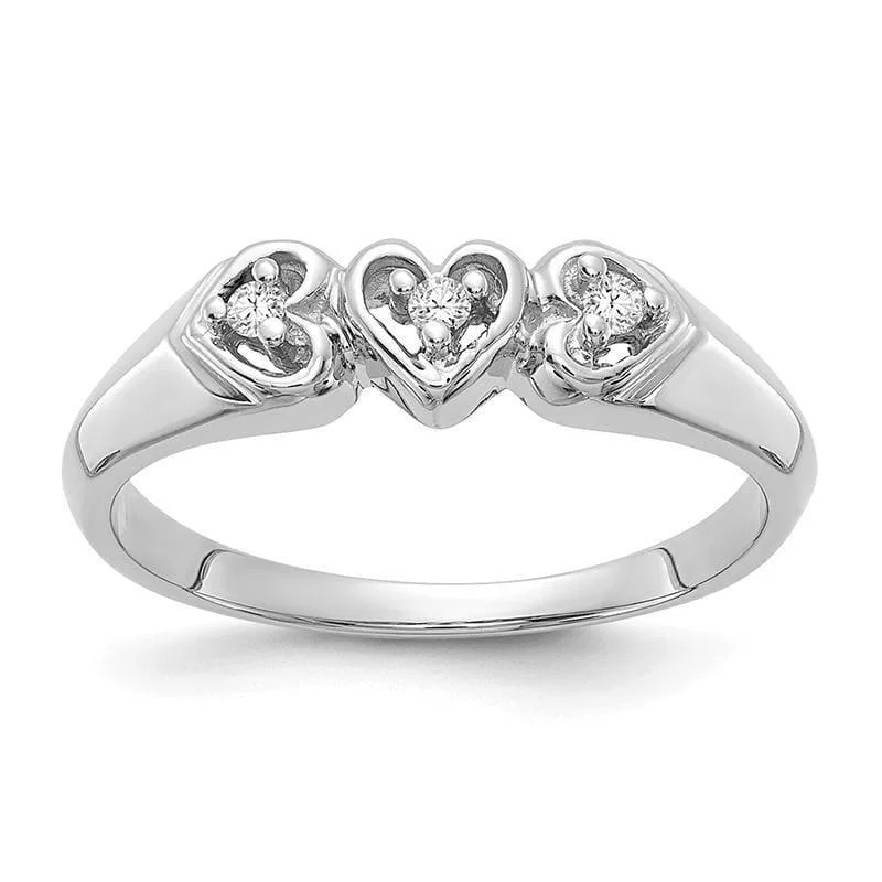 Women’s luxury rings-14k White Gold AA Diamond heart ring