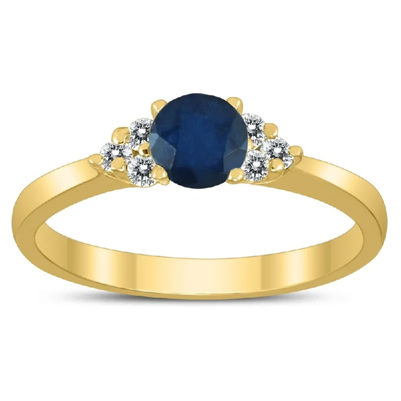 Women’s adjustable rings-4MM Sapphire and Diamond Cynthia Ring in 10K Yellow Gold