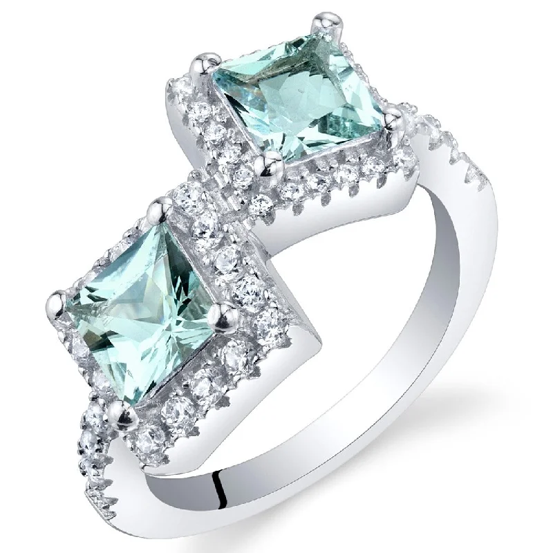 Women’s elegant rings-Sterling Silver 1 ct Aquamarine Birthstone Ring