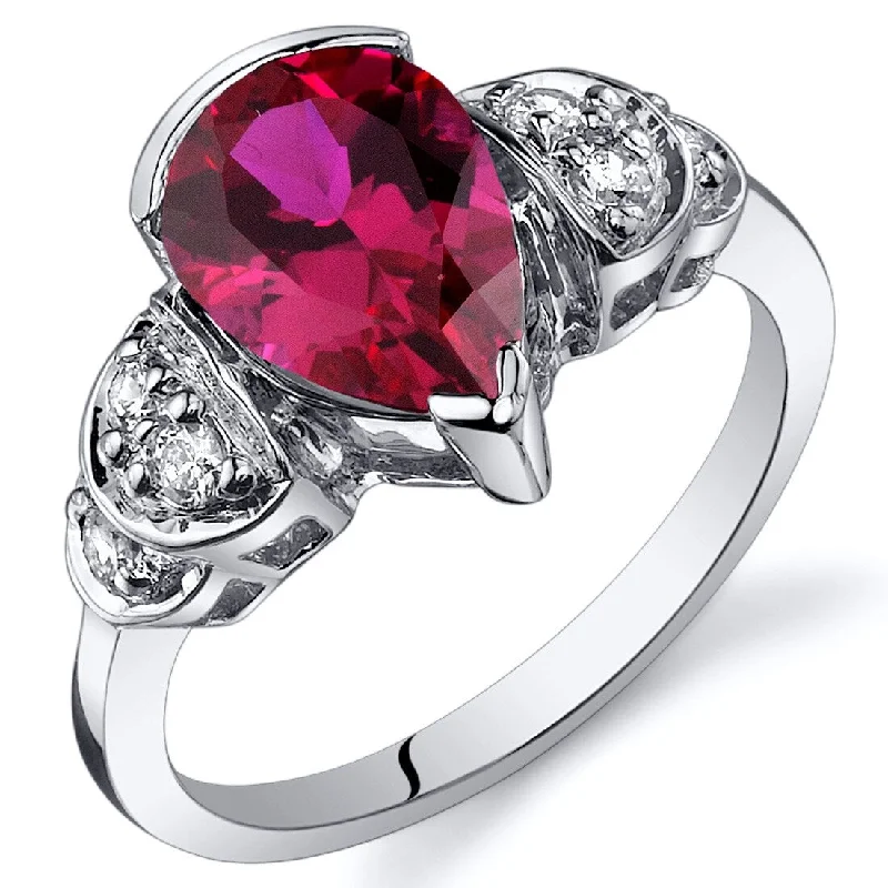 Women’s chunky rings-Sterling Silver 2.5 ct Created Ruby Birthstone Ring