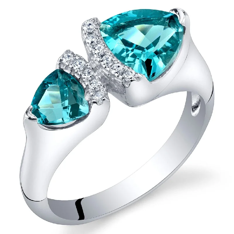 Women’s halo rings-Sterling Silver 1.75 ct London Blue Topaz Birthstone Ring