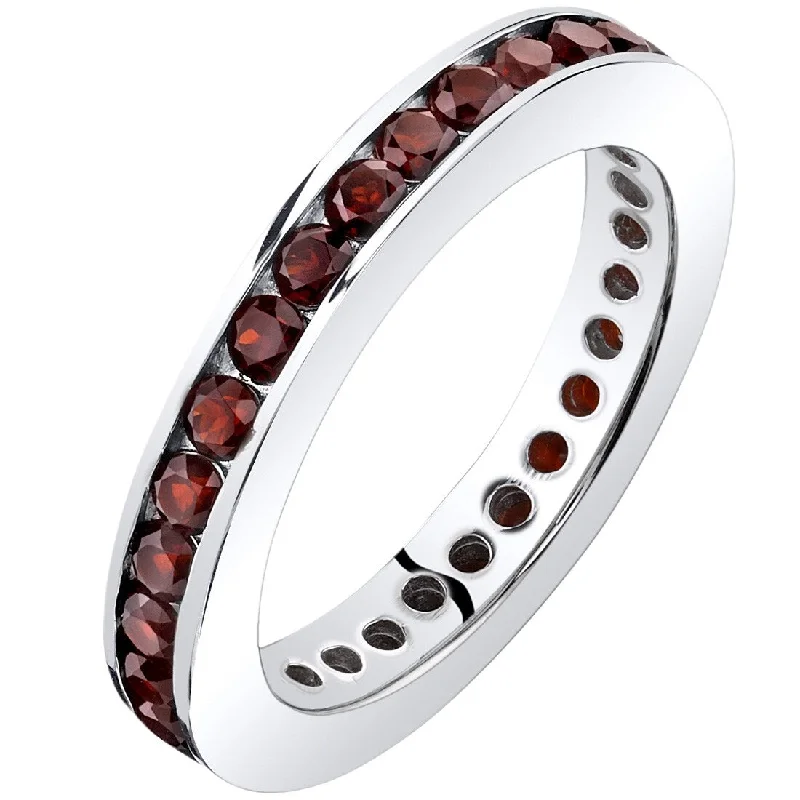 Women’s square rings-Sterling Silver 1 ct Garnet Birthstone Ring