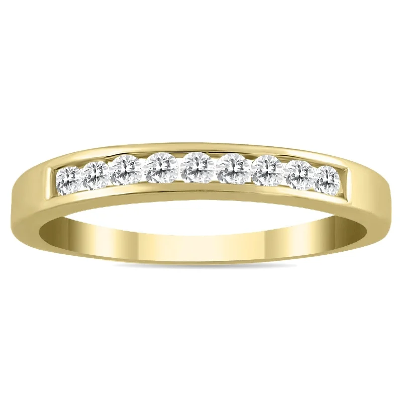 Women’s halo engagement rings-Marquees Jewels 10k Yellow Gold 1/4ct Channel Diamond Ring