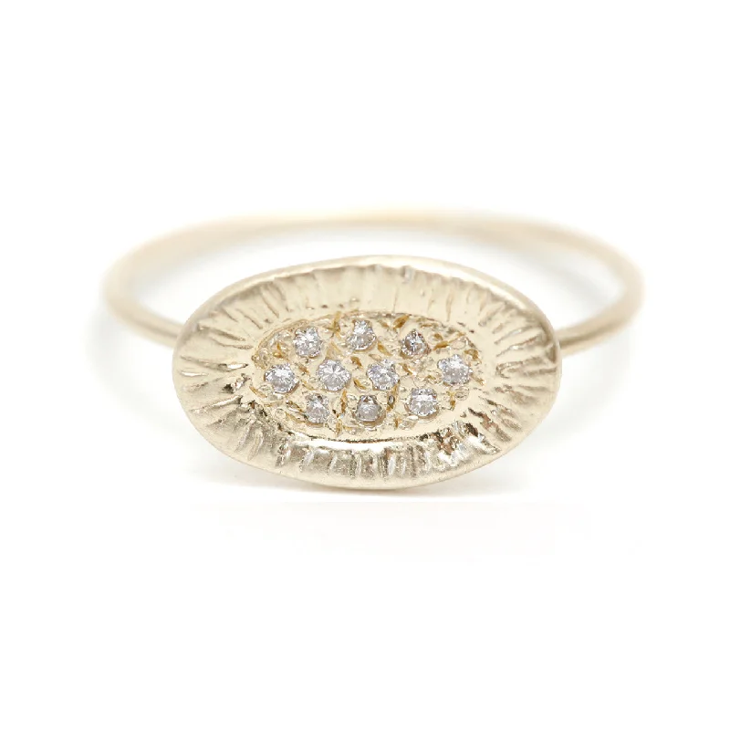 Women’s gemstone engagement rings-Sunburst ring with white diamonds