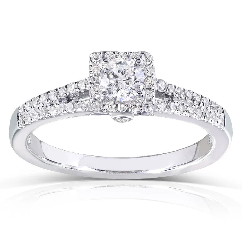 Women’s silver engagement rings-Annello by Kobelli 14k White Gold 1/3ct TDW Round-cut Diamond Promise Ring